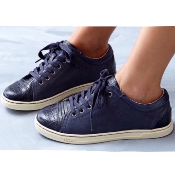 UGG Shoes - UGG® Navy Taya Croco Leather Sneakers USA 6 / EU 37